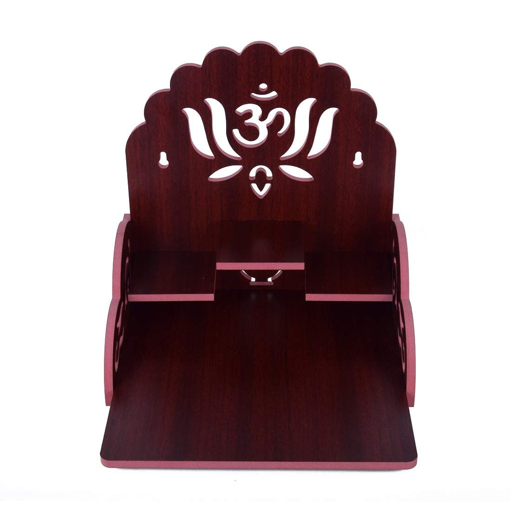 Om Shree Fully Handmade Beautiful Wooden Home and Office Temple/Pooja Mandir(28 x 28 x 26 cm) (Maroon 2)