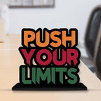 Artvibes Wooden Idols and Figurine Push Your Limit Quotes Table Decoration for Office Desk|Home Decor Item|Living Room|Modern Art Wood Showpiece Gift Items(Sp_1119N)