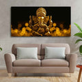 VIBECRAFTS Golden Ganesha Premium Canvas Wall Painting With Frame for Living Room Drawing Room Home|Office|Gift (PTVCH_2230)