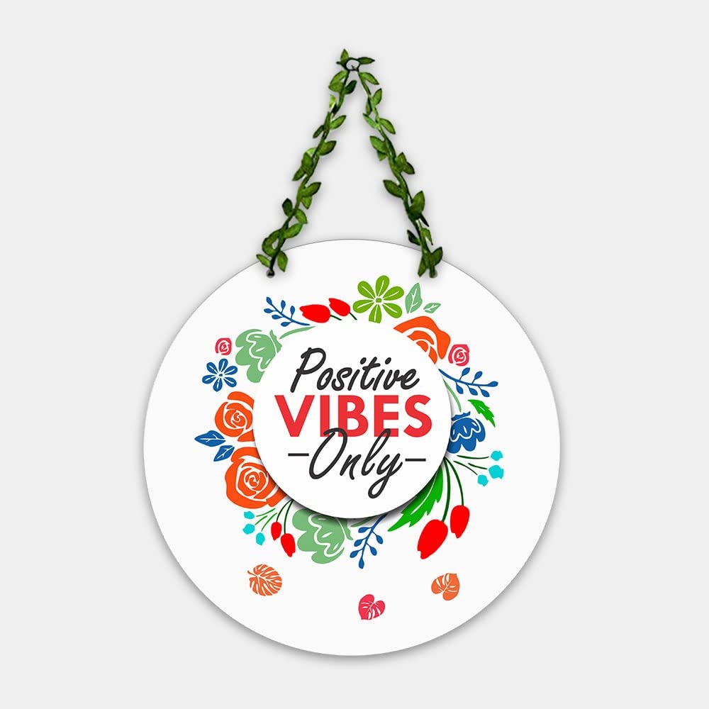 Artvibes Positive Vibes Only Wall Hanging for Home | Decorative Items For Decor | MDF Wooden Hanger | Decoration Art Piece (WH_8201N)