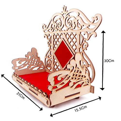 Lexical Wooden Readymade Wall Hanging Puja Temple for Home God Stand for Pooja Room Mandir Wood Devghar Stand for Office and Shop Lexical-421