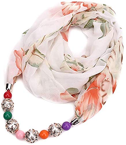 Krystle Women's Fashion Beads Pendant Scarf Necklace Stole Dupatta Stoles Muffler Wrap Scarves (Multicolor,S04)