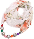 Krystle Women's Fashion Beads Pendant Scarf Necklace Stole Dupatta Stoles Muffler Wrap Scarves (Multicolor,S04)