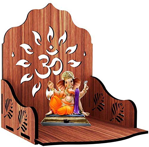 SSI Wooden Mandir for Pooja Home Decoration Wall Mountend Beautiful Temple
