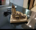 Wooden Ram Mandir Ayodhya 3D Model, Handcrafted MDF Wood Temple with Light, Religious Home Decor, Ideal for Home & Mandir Decorate,Gitf Item Size: 6X4 Inch, 1 Pc