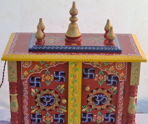 Jodhpur Handicrafts Home Temple/Wooden Temple/Pooja Mandir/Pooja Temple with LED Bulb