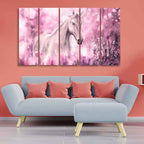 VIBECRAFTS Beautiful White Horse 5 Pieces Canvas Wall Painting For Home | Office | Living Room | Gift (PTVC5Pcs4_8544)