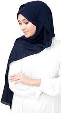 ICW Georgette Stripe Scarf Stoles For Women (Malaysian Georgette Fabric) (Blue), For Female