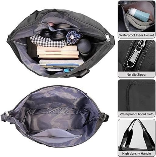 Viyaro Polyester Foldable Tote Bag | Expandable Design with Dry & Wet Separation, Waterproof Fabric, Multiple Pockets with Zipper & Lightweight Shoulder Carrying Comfort | Convenient Choice—Grey