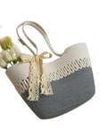 Women's Handmade Jute Tote Bag | Boho Bamboo Beach Basket Bag