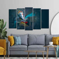 VIBECRAFTS Auspicious Shri Ganpati Canvas Wall Painting of Five Pieces For Home|Office|Living Room|Gift (PTVC5Pcs2_6541)