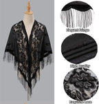 Alexvyan Floral Design Triangle Lace Stole and Wraps for Evening Dresses with Tassels for Evening Party Mesh Wedding Shawls for Summer