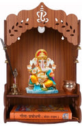 Wooden Temple for Home – Wall Mounted Pooja Mandir | Decorative Prayer Shelf with Storage | Engineered MDF Wood | Compact 9x9x14 Inch (Style -1)