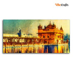 VIBECRAFTS A Classic Golden Temple Premium Canvas Wall Painting With Frame for Living Room Drawing Room Home|Office|Gift (PTVCH_2213)