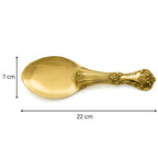 DSH Pure Brass Spoon Cooking and Serving Spoon Set Embossed Design for Home Hotel and Restaurant. (Rice Palta)