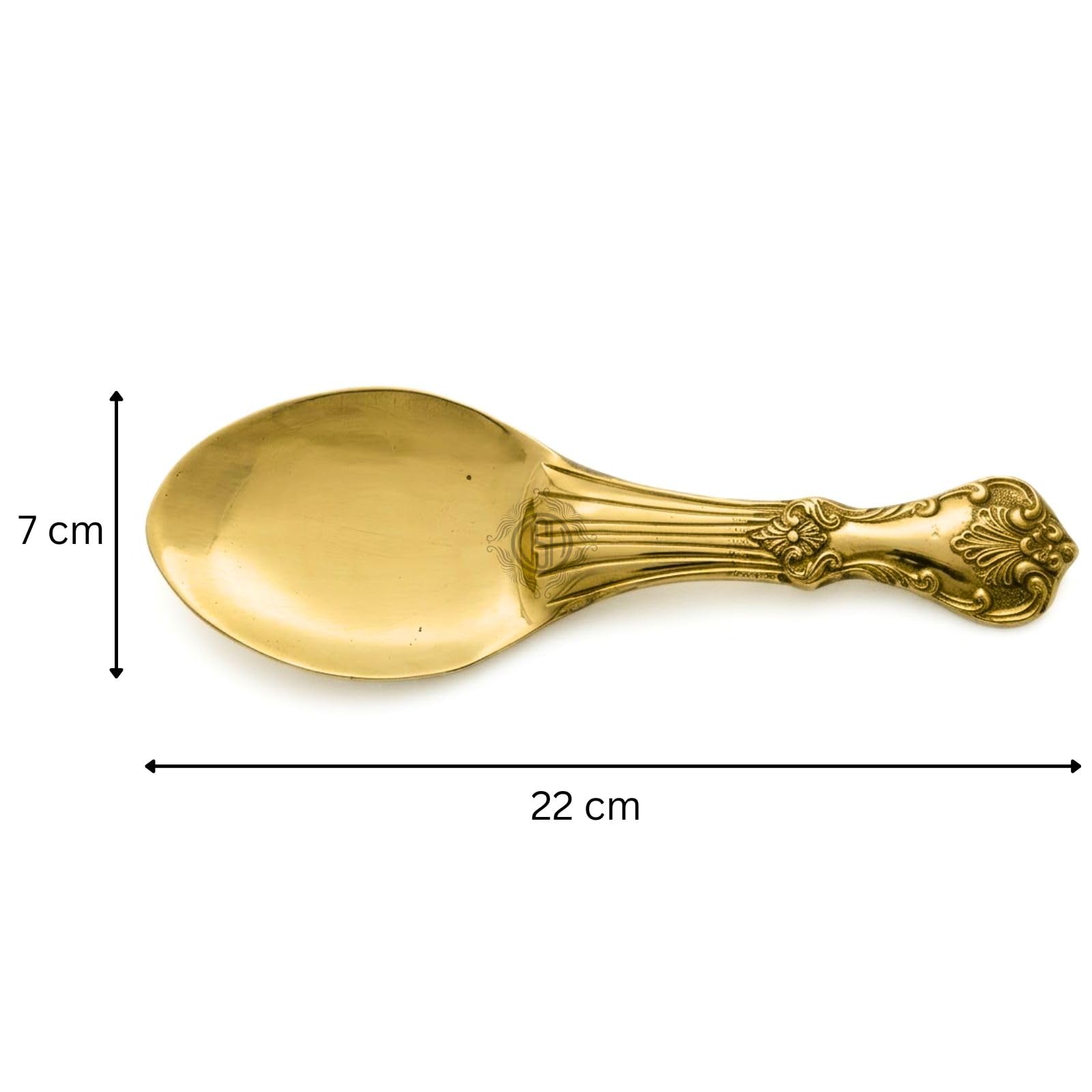 DSH Pure Brass Spoon Cooking and Serving Spoon Set Embossed Design for Home Hotel and Restaurant. (Rice Palta)