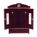 COMERT Enterprise Wooden Wall Hanging Temple for Home, Shop, and Office - Showpiece With Acrylic Design and Two Door Open (Dark Brown)