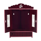 COMERT Enterprise Wooden Wall Hanging Temple for Home, Shop, and Office - Showpiece With Acrylic Design and Two Door Open (Dark Brown)