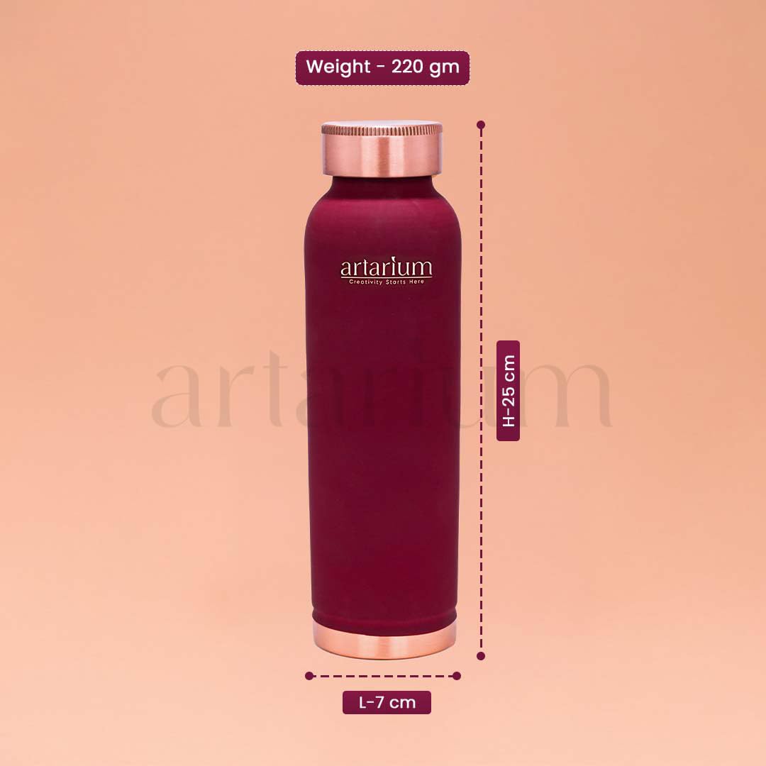 Artarium Copper Water Bottle for Travel Leak Proof and BPA Free, Office and Home Use, Ayurveda Inspired Bottle for Immunity Boost, Supports Digestion & Liver Health (1 Liter | Magenta)