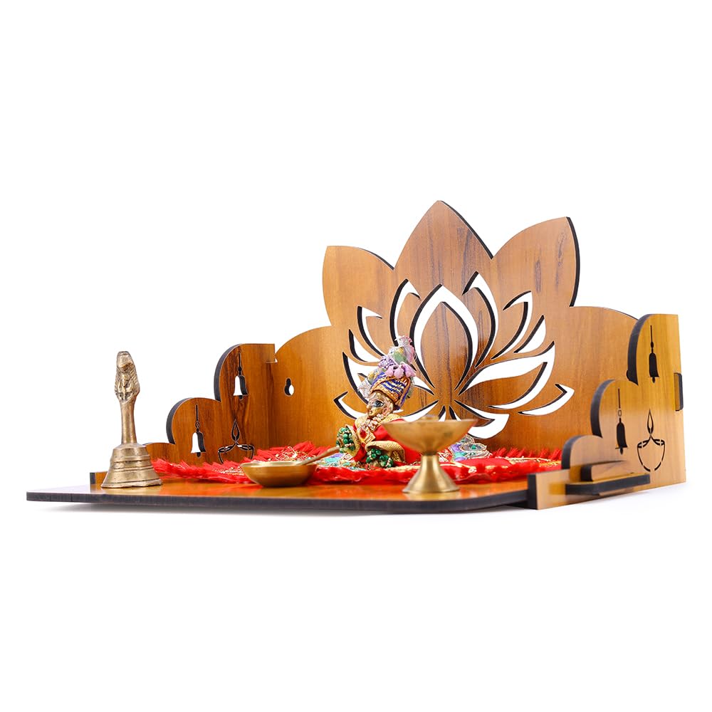 Sehaz Artworks Pooja Mandir for Home | Wooden Temple Wall Mounted | Puja Stand | Puja Mandir for Home Small Size | Devghar | Pooja Stand