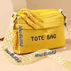 Street27 Women’s Premium Corduroy Tote Bag with Adjustable Wide Strap, Multi-Pocket Crossbody & Shoulder Handbag, Lightweight Everyday Carry with Secure Zipper Closure | (Yellow)