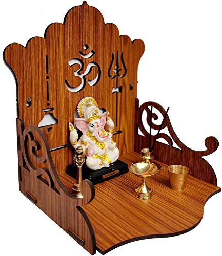 SSI Wooden Mandir for Pooja Home Decoration Wall Mounted Beautiful Temple