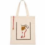 Canvas Tote Bag with Payal Print and Gold Bead Charm