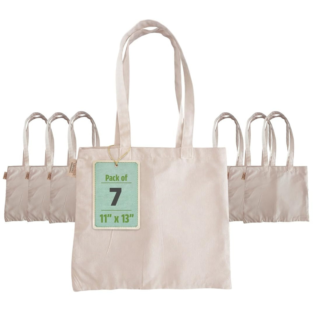 11x13 Inch Plain Canvas Tote Bag | 1 Pc, 5 Pcs, 7 Pcs, 10 Pcs, 15 Pcs, 20 Pcs, 25 Pcs | 100% Organic Reusable 180 GSM Cotton Handbag for Shopping, Daily Use, Grocery, DIY Painting & Storage (7)