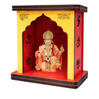 Apnatohfa Hanuman ji Mini Wooden Mandir for Car Dashboard & Home | Shubh Labh Pooja Temple | Spiritual Car Decor & Gift Item