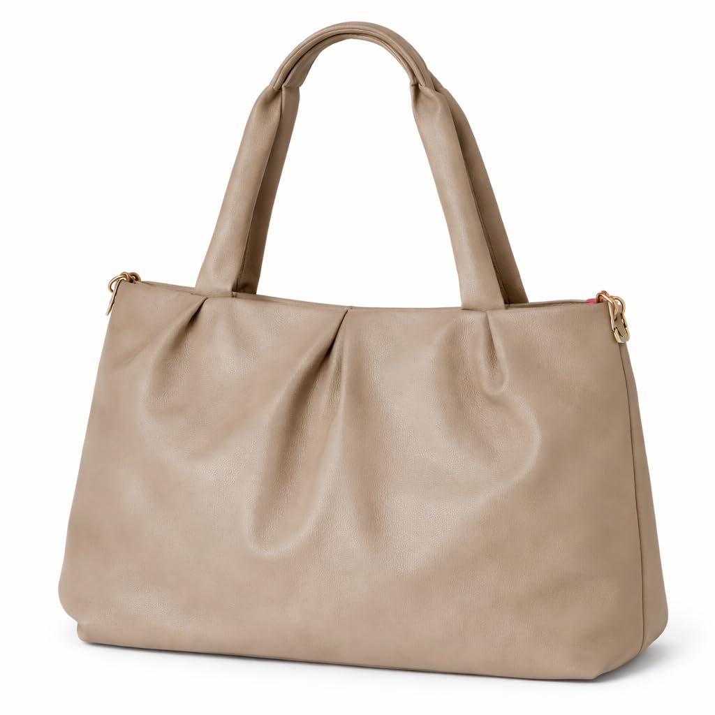 Elegant Green Faux Leather Shoulder Tote Bag for Women | Spacious Handbag with Dual Handles & Gold Accent | Everyday Office, Travel & Casual Use (Gray)