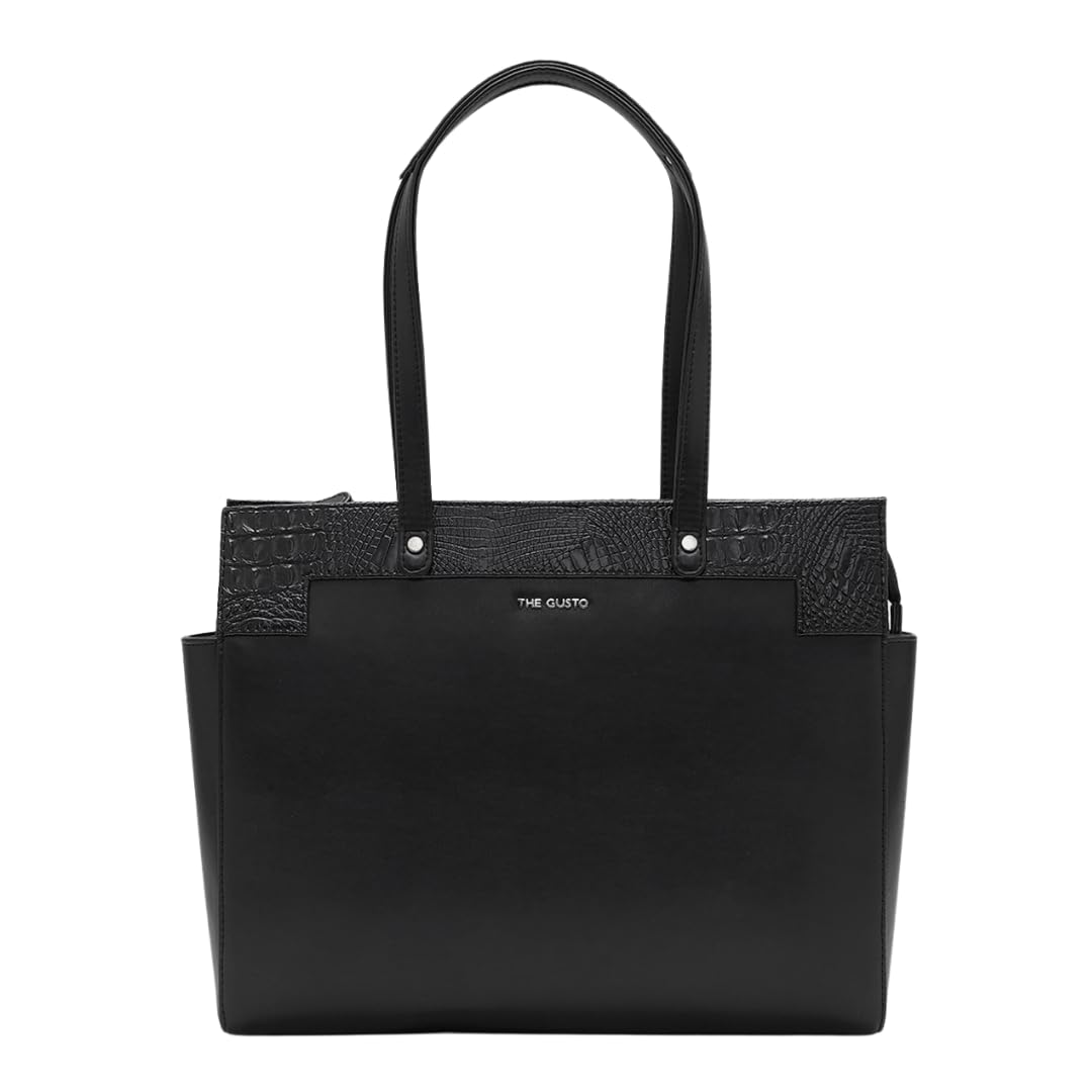 The Gusto Estelle - Premium Vegan Leather Tote Bag for Women | Stylish Hand Bag/Shoulder Bag with Zip | College, Casual Use, Office Tote Bag