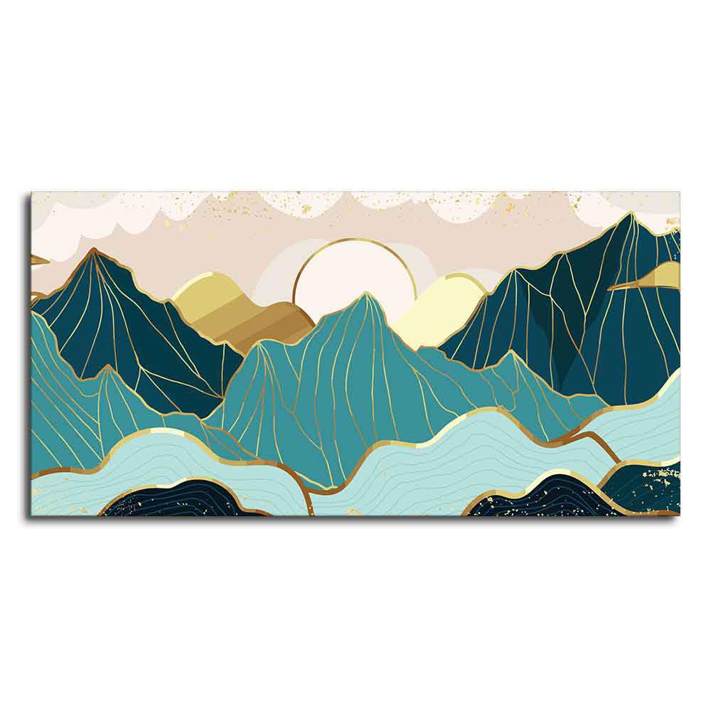 VIBECRAFTS Homcraft Canvas Paintings for Living Room Drawing Room Sunrise Abstract Mountains Canvas Wall Painting Fitted With Wooden Frame For Home | Office | Living Room | Gifts (PTVCH_2507)