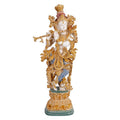 SVARUP Brass Krishna Bhagwan Statue with Flute Multicolor Marble Finish Height 29 Inch