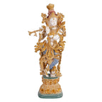 SVARUP Brass Krishna Bhagwan Statue with Flute Multicolor Marble Finish Height 29 Inch