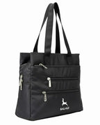 Bag-Age HB49 Multi-Pocket Tote Bag for Girls & Women, Water-Resistant Shoulder Bag with Umbrella Pocket for Daily Use, Handbag for Office, Travel, Shopping, Everyday Use (Black)