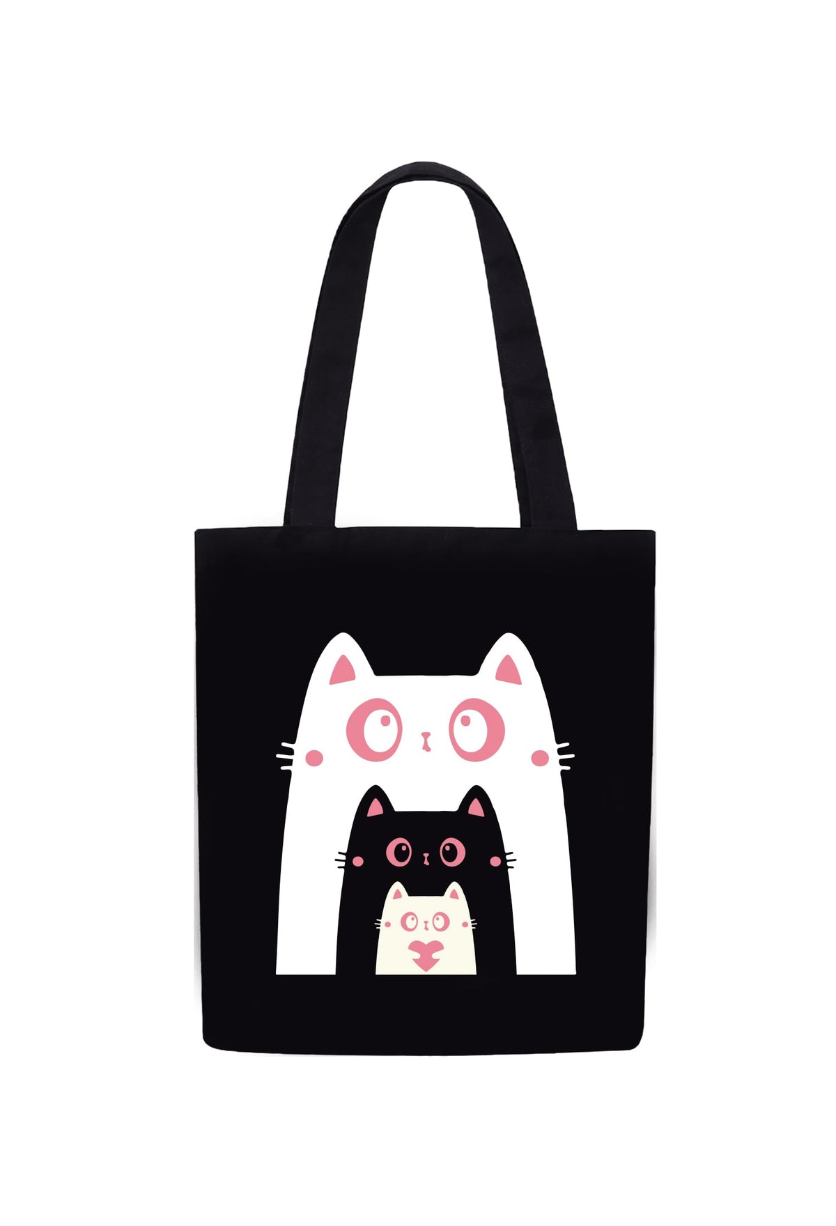 DOODLE Canvas Tote Bag for Women with Zip Closure – Eco-Friendly Cat Printed Reusable Shoulder Bag with Outer Zip & Inner Zip Pocket, Spacious Tote for Shopping, Office, College, Beach & Travel