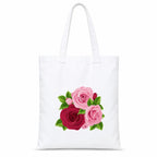 Adorvue Premium Reusable Colourful Rose Printed Tote Bag Stylish Eco-Friendly Cotton Handbags, Canvas Bags for College, Shopping, Office, Travel, Grocery Runs, Beach Day and Casual Outing Pack of 1