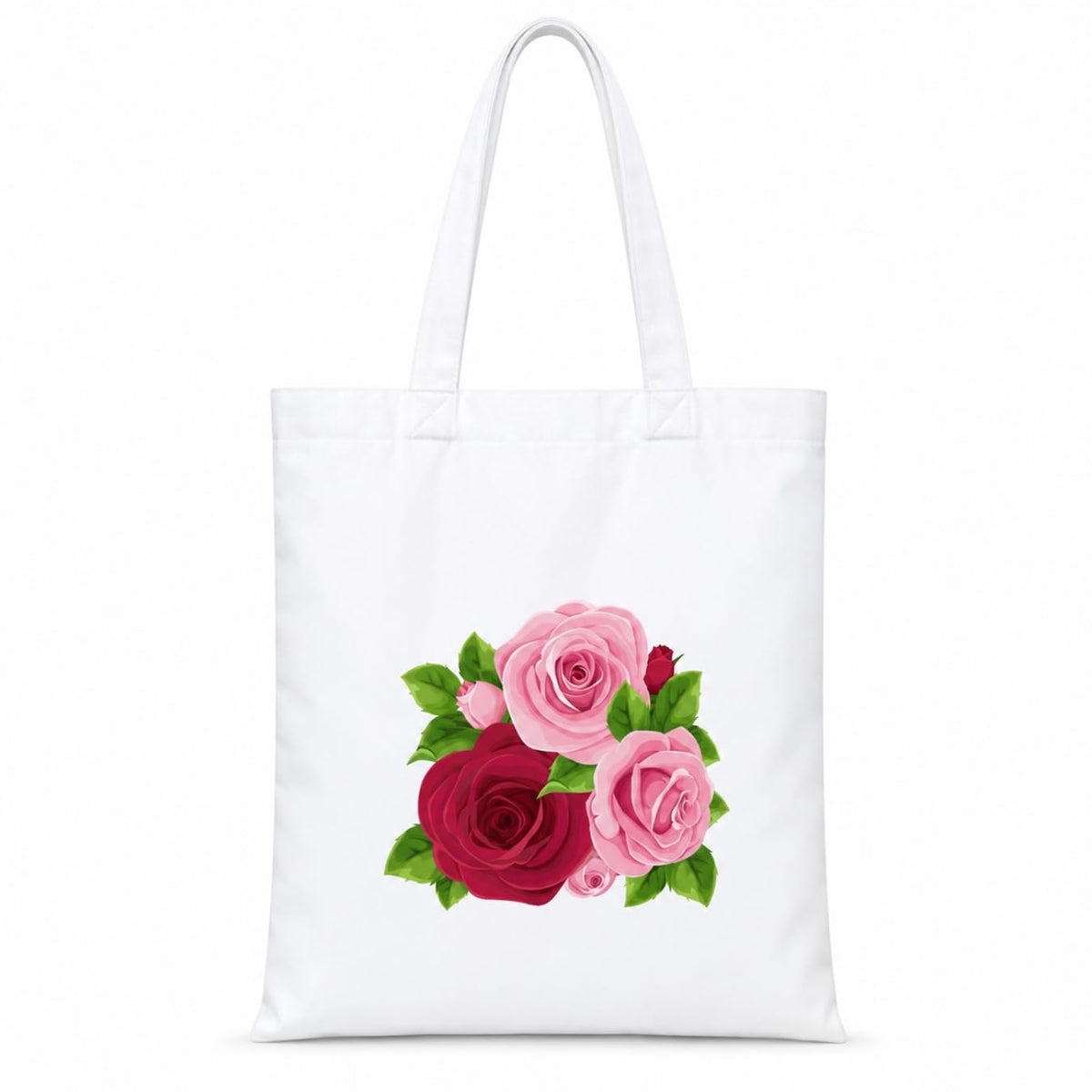 Adorvue Premium Reusable Colourful Rose Printed Tote Bag Stylish Eco-Friendly Cotton Handbags, Canvas Bags for College, Shopping, Office, Travel, Grocery Runs, Beach Day and Casual Outing Pack of 1