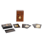 ARTVARKO Black Gold Plastic Playing Card with Handmade Rosewood/Sheesham Wood Brass Inlay Box Holder for Single Deck Decorative Storage.