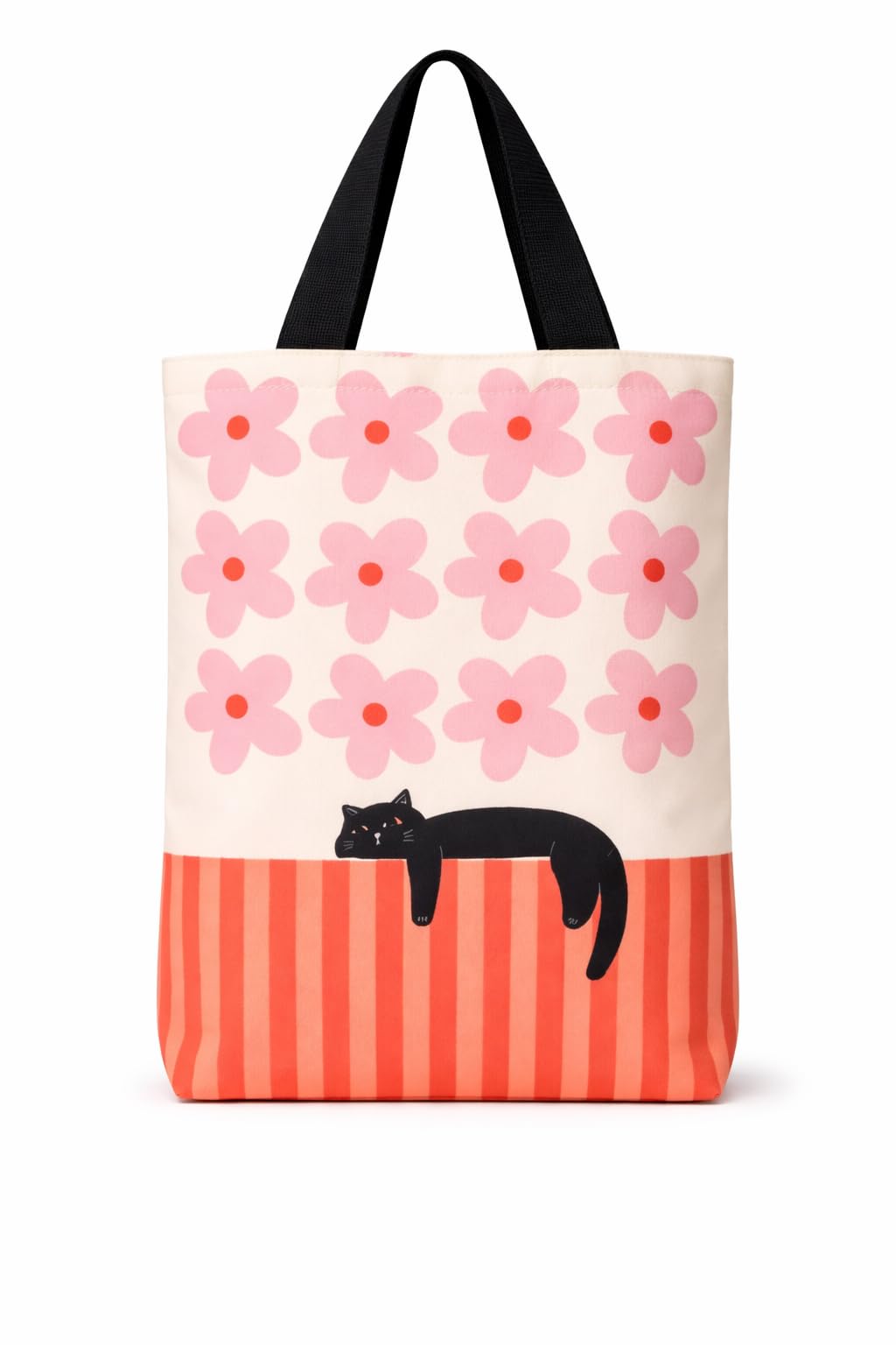 THE SACK CO. Large Canvas Tote Bag for Women, Tote Handbags for Women with Zipper & for College, Shopping, Office (tsc-Floral Cat new)