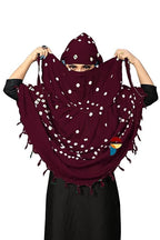 PRACHARAN Women Cotton Stylish Hand Printed Scarf, Anti Pollution Full Face Scarf With UV Sun Rays Protection Scarf For Women And Girls (Burgundy), Female, Maroon