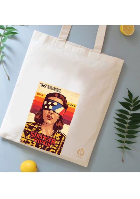 TAJNAN Reusable Tote Bags|100% Organic Cotton Grocery Bag|Eco-Friendly, Multi-Purpose Bag|Sturdy Canvas Bag with 15kgs Capacity | Multiple Stylish Designs,Pack of 1 - Best Gift for Valentines