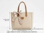 PAVILONN Women Tote Bag PU Leather Handbag Beige | Ladies Shoulder Bag for Women Office College | Large Designer Handbag with Bow Detail, Stylish Daily Use Fashion Bag