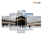 VIBECRAFTS Masjid Al Haram Canvas Wall Painting of Five Pieces Set For Home|Office|Living Room|Gift (PTVC5Pcs1_5520N)