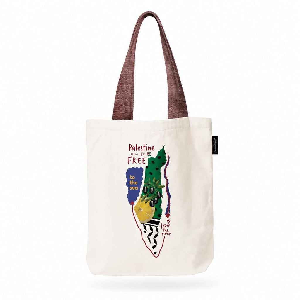 Palestine Will Be Free Tote Bag, Natural Cotton Canvas, 16x18 Inch, Reusable Shopping Bag with Comfortable Handles