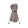 FAHABO Scarf Woman Pleated Stripes Woven Cotton Scarves with Tassels | Hijab Scarf | Headscarf | Neck Scarf | Stoles | Wraps (Grey with Peach Stripes)