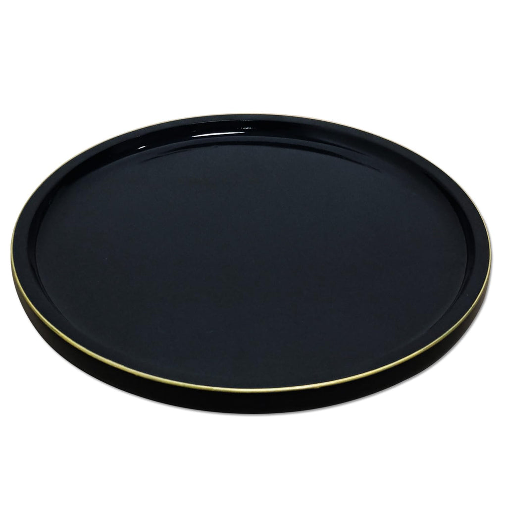 CRAFTSLANE Handcrafted Round Decorative Tray 11 x 11 inch Wooden Serving & Counter Tray for Keys & Home Decor (Charcoal Black)