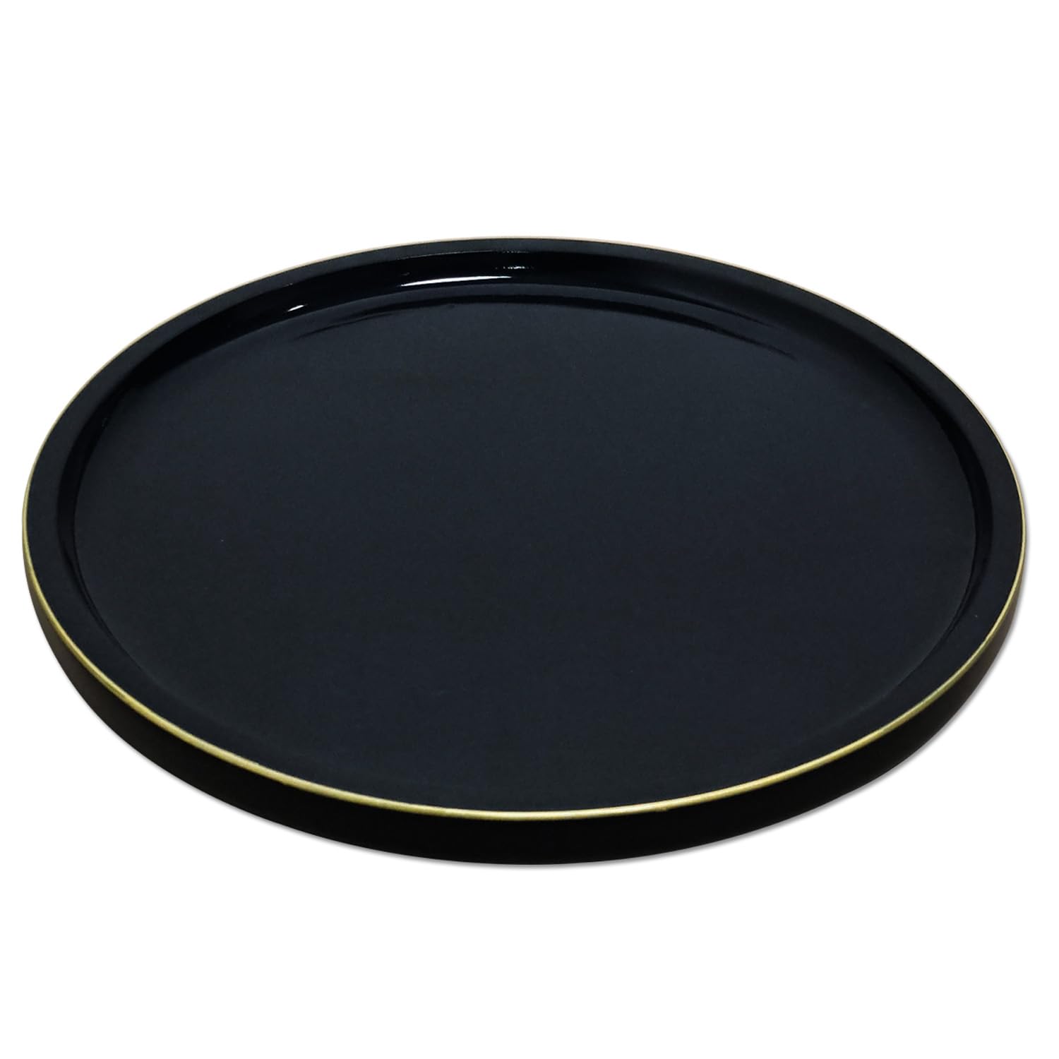 CRAFTSLANE Handcrafted Round Decorative Tray 11 x 11 inch Wooden Serving & Counter Tray for Keys & Home Decor (Charcoal Black)