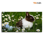 VIBECRAFTS Canvas Paintings for Living Room Drawing Room Cute little White & Brown Bunny Premium Wall Painting Wall Painting Fitted with Wooden Frame for Home | Office | Gift (PTVCH_2320)