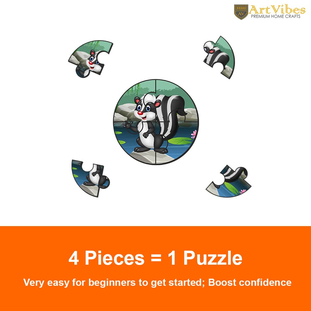 Artvibes Cute Animals Premium Wooden Puzzles for Kids | Jigsaw Puzzles for Kids Age 2-5 | 4 Piece Puzzles | Toddlers Wooden Puzzle (PZ_610N), Set of 6